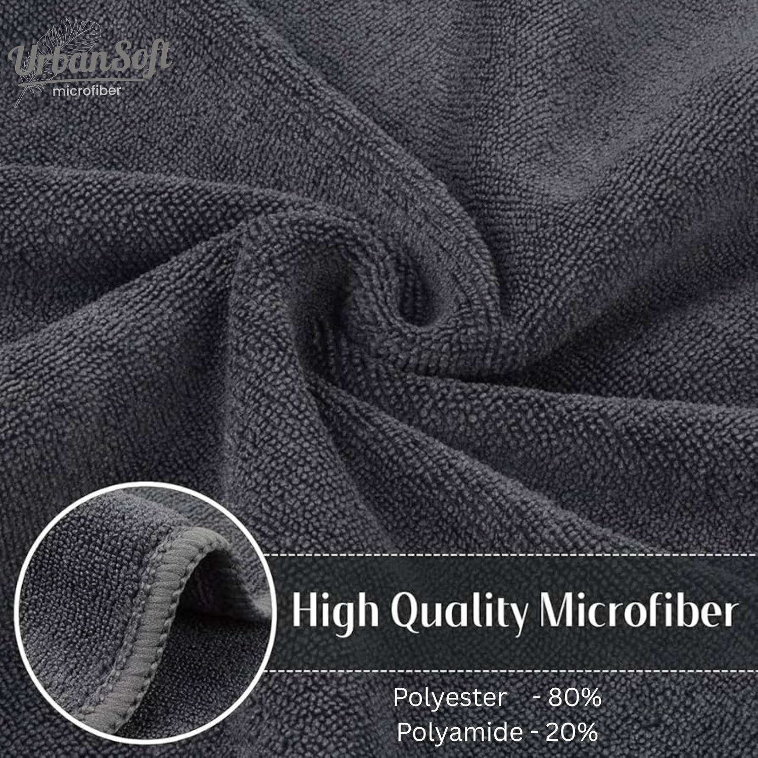 UrbanSoft Microfiber Cloths - 2 pcs - 40x40 cms - 350 GSM Thick Lint & Streak-Free Multipurpose Cloths - Automotive Microfiber Towels for Car Bike Cleaning Polishing Washing & Detailing - Grey Color
