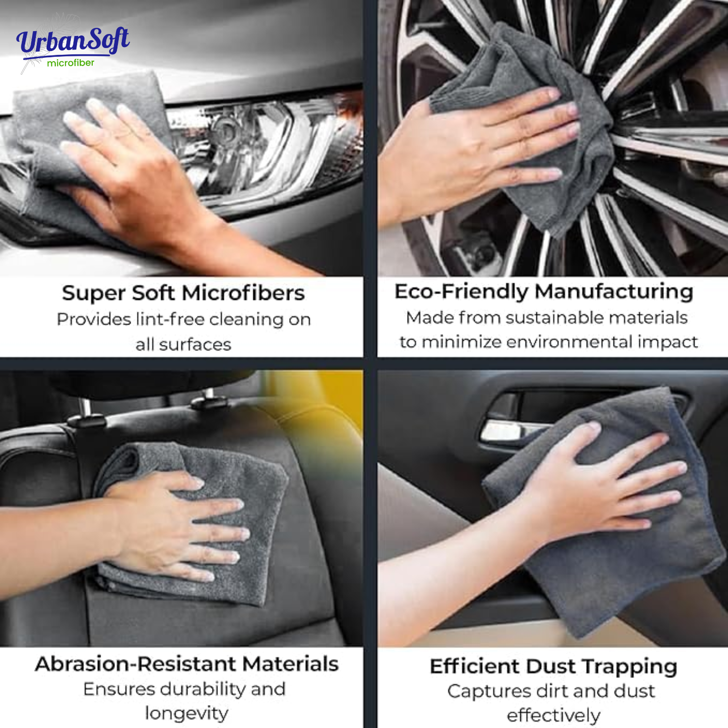 Microfiber Cloths - 4 pcs - 40x40 cms - 350 GSM Thick Lint & Streak-Free Multipurpose Cloths - Automotive Microfiber Towels for Car Bike Cleaning Polishing Washing & Detailing - Grey Color