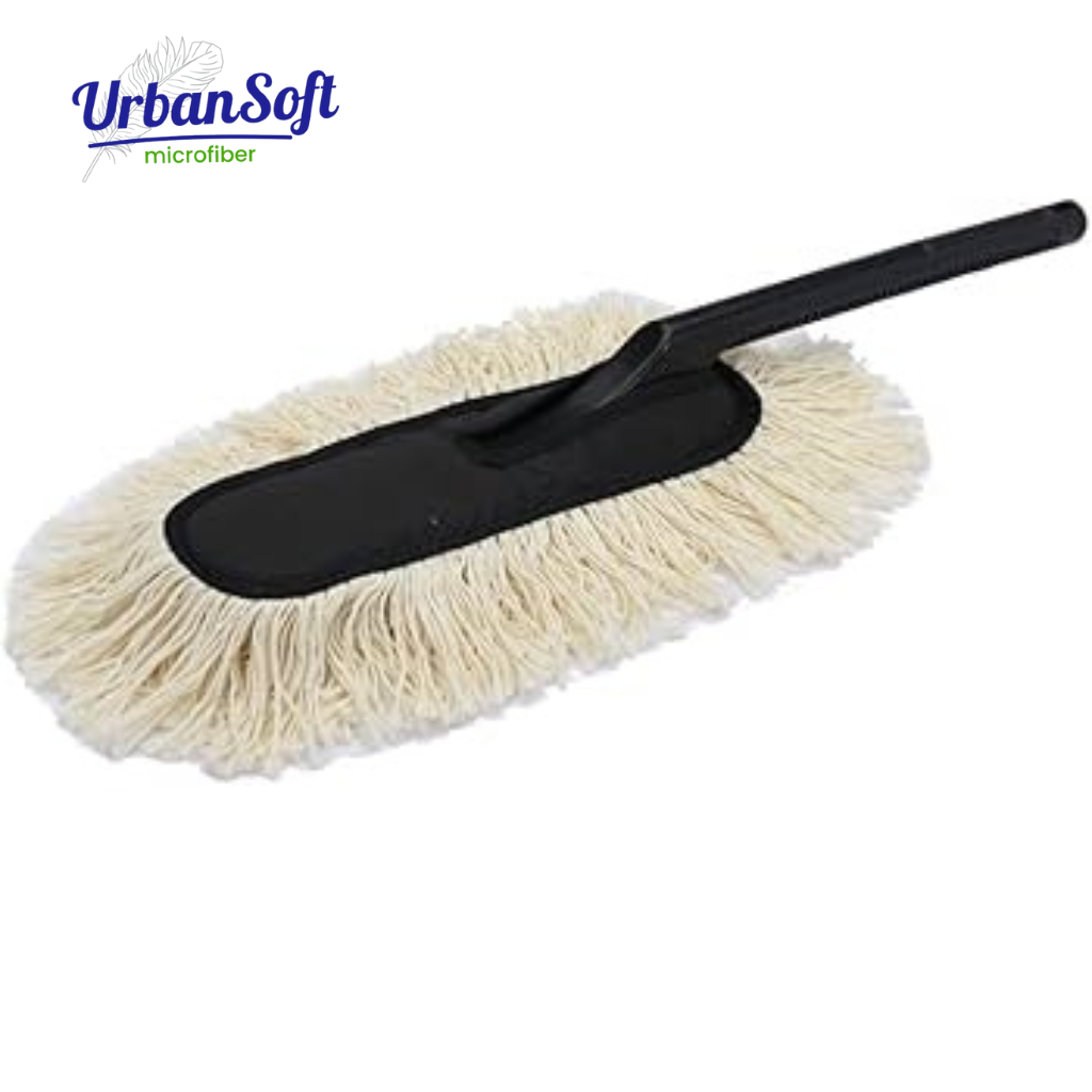 UrbanSoft Duster with Wax-Treated Cotton Strands & Long Plastic Handle | Scratch-Free Dry Dust Cleaner for Cars | Reusable Exterior Cleaning Brush